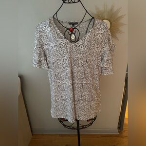 Adrianna Papell Black and White Speckled Blouse